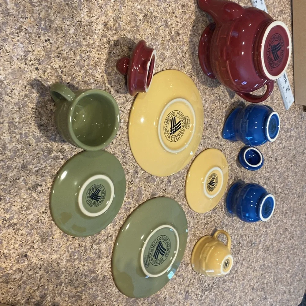 Longaberger Woven Traditions Childs Tea Party Set Item 31627 Pottery